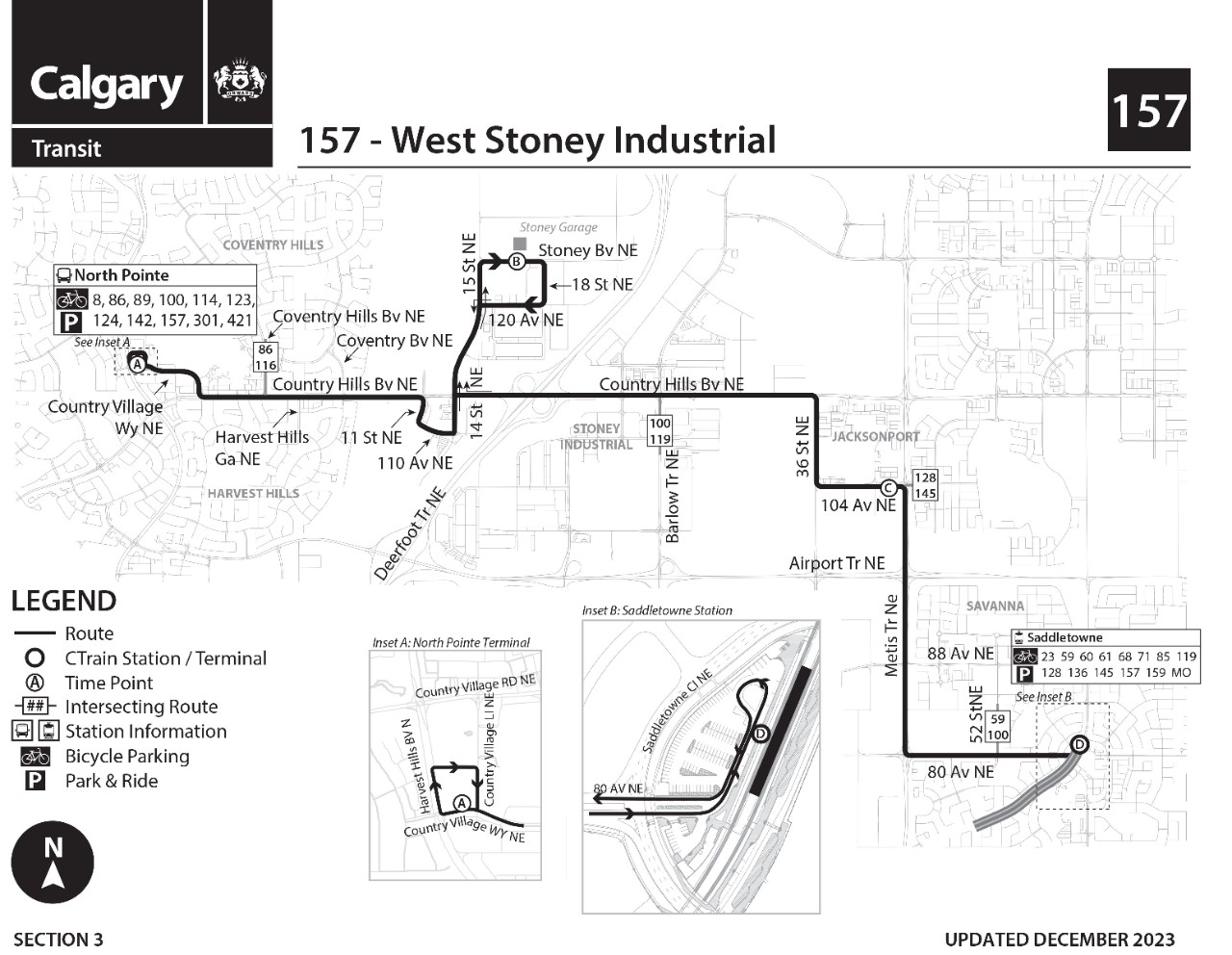map of Route 157 as of 11/2023